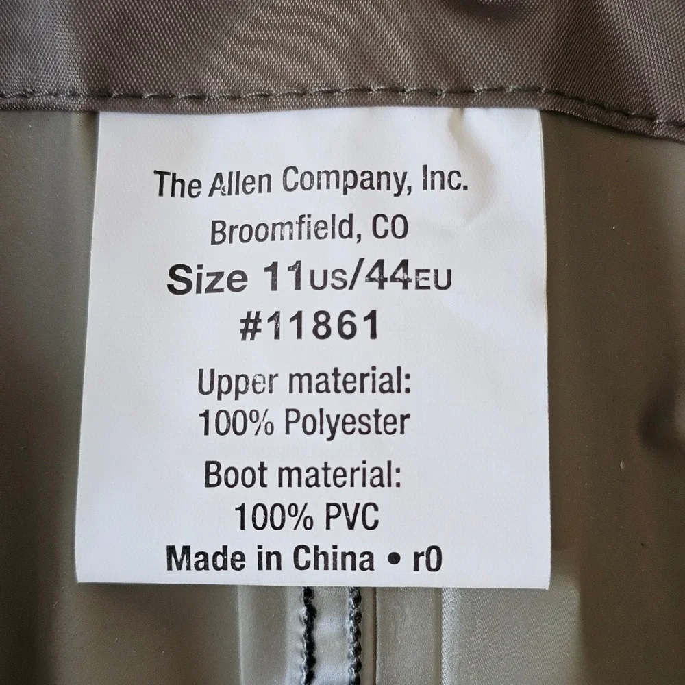 Allen Bootfoot Chest Waders Men Size 11/44 Green‎ Waterproof PVC Boot Fishing
